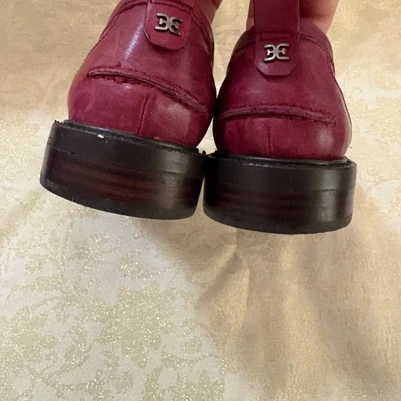 Sam Edelman Burgundy and Cream Tassel Cagliari Loafers Size 8 - Picture 13 of 14